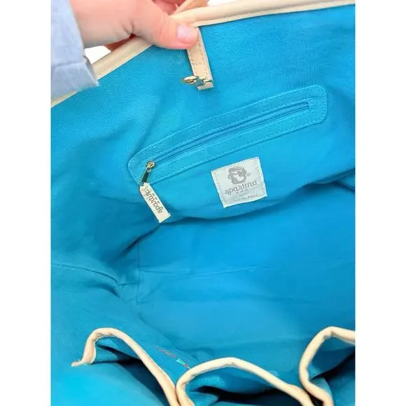 Spartina 449 Great Lakes Leather Trim Beach Vacation Shopping Large Tote Bag - Picture 13 of 13